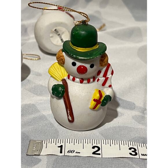 Snowman Ornament Bisque Ceramic Hand-Painted Lot of 5 Christmas Hand-Made Frosty - Picture 11 of 11